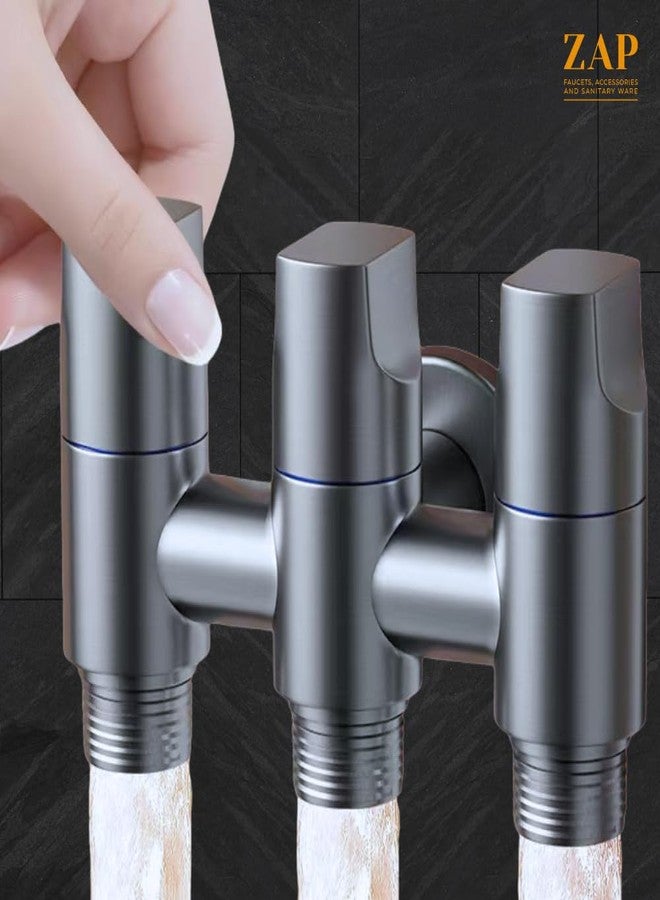 زاب صنبور زاوية ثلاثي الاتجاهات من الفولاذ المقاوم للصدأ يُثبت على الحائط | صنبور متعدد الوظائف للحمامات والمطابخ | فولاذ مقاوم للصدأ | مقاوم للتآكل | سهل التركيب - Image 5